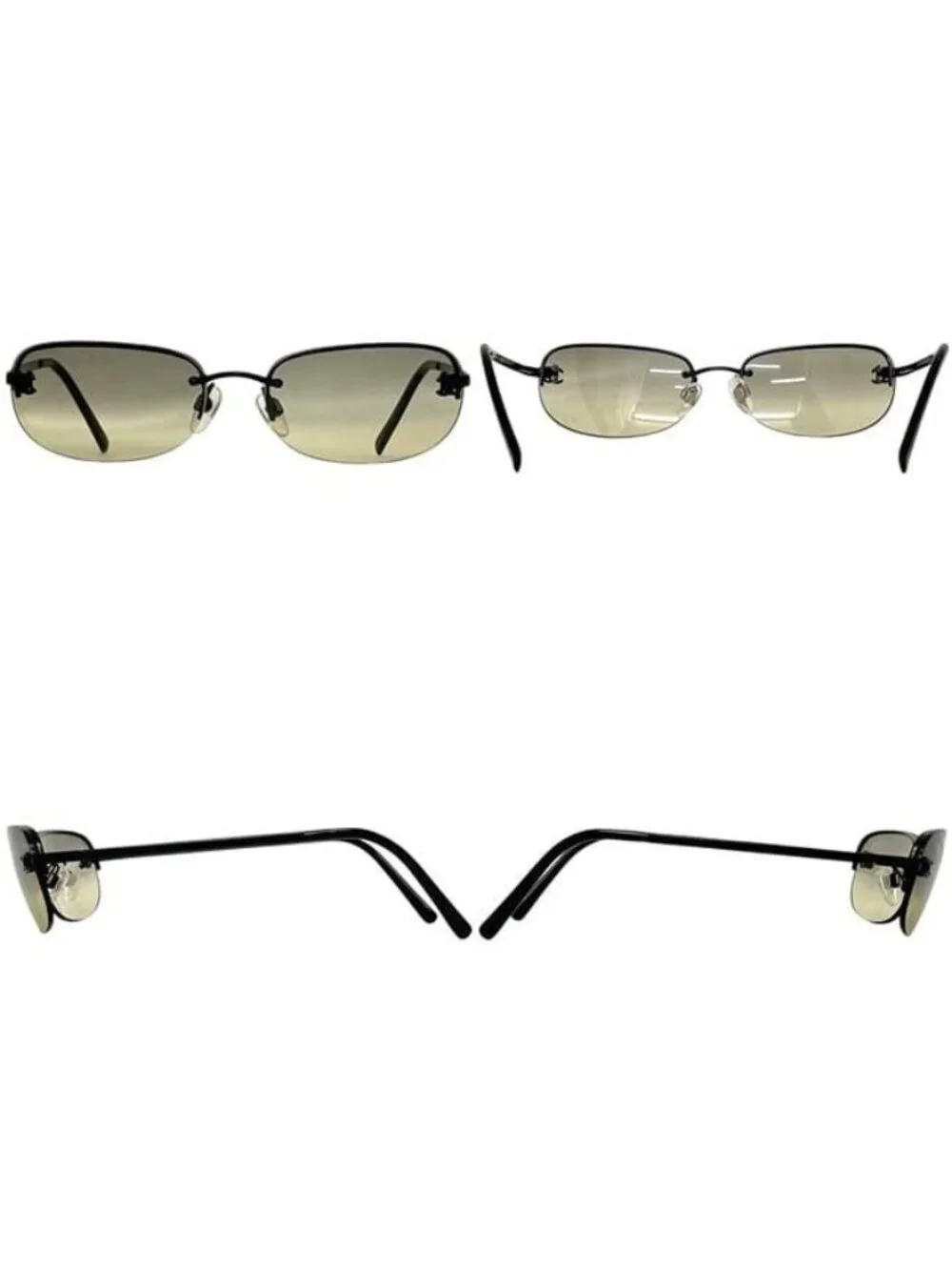 Chanel Sunglasses Black Gradient CC Logo Side Metal Acetate Eyewear Square Lens